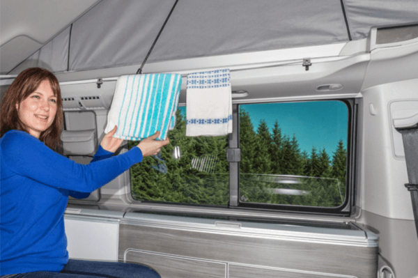 Jeu de 2 crochets porte serviette manteau avec corde étendage pour Volkswagen T5/T6/T6.1