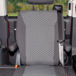 Housses du siège arrière individuel pivotant Volkswagen T6/T6.1 California Beach Multivan Quadratic Titanium Black