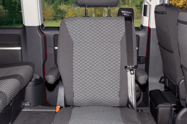 Housses du siège arrière individuel pivotant Volkswagen T6/T6.1 California Beach Multivan Quadratic Titanium Black