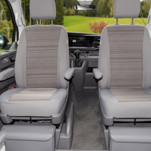 2 Housses sièges cabine conducteur pour T6/T6.1 California Coast et Beach Mixed Dots Gris Palladium