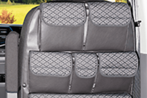 Dos de siège passagers 6 Poches Volkswagen California Beach Multivan T6.1 Quadratic Titanium Black