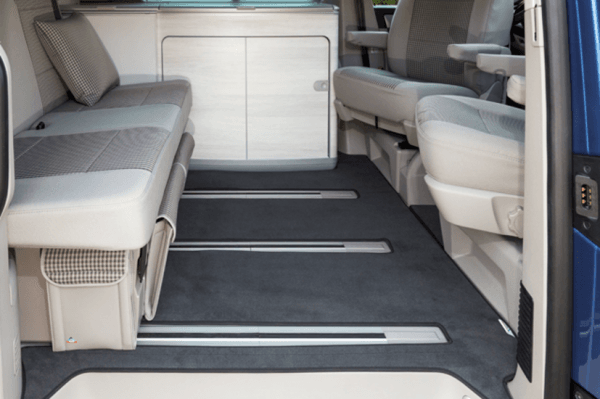 Tapis espace passager Volkswagen California T5/T6 Coast Ocean Noir Titane 3 Rails