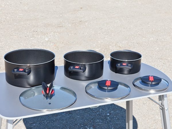 Popote Click & Cook - kit de 6 pièces- casseroles ultra-compactes de voyage - Vans aménagés et camping-car