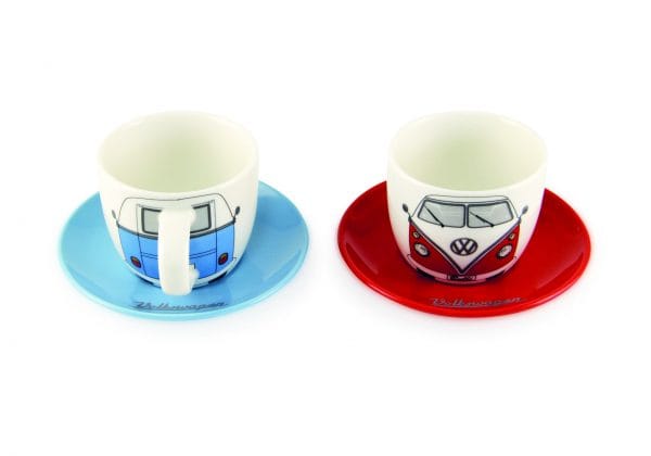 Service à Café Expresso VW T1 Combi Rouge Bleu 2 pièces 100 ml – Image 2