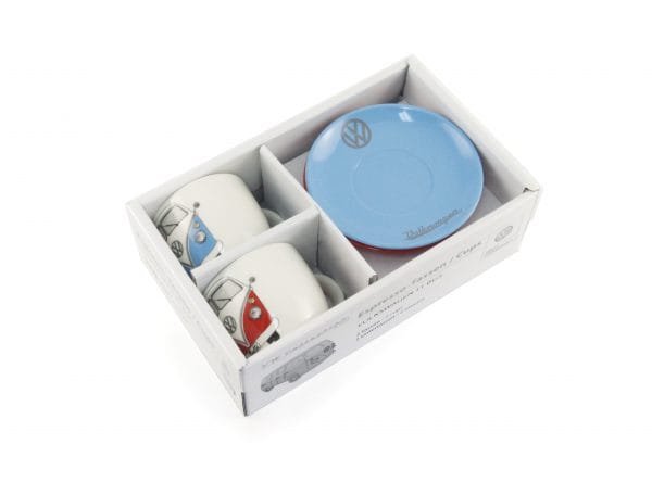Service à Café Expresso VW T1 Combi Rouge Bleu 2 pièces 100 ml – Image 4