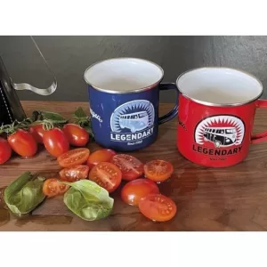 2 Mugs en émail VW T1 Légendaire Rouge / Bleu à découvrir
