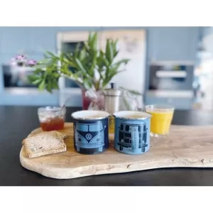 2 mug en émail VW T1 combi bleu et noir - Idéal cadeau