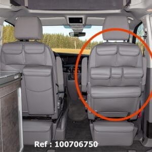 UTILITIES pour les sièges de la cabine conducteur California Ocean / Coast / Confortline / Trendline T6 / T5 VW, design « Gris Moonrock Cuir »