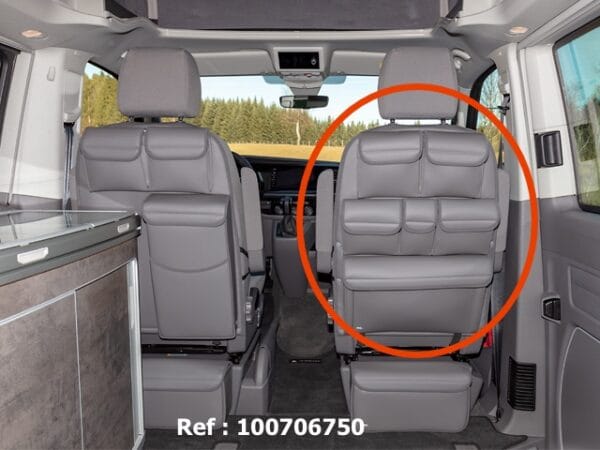 UTILITIES pour les sièges de la cabine conducteur California Ocean / Coast / Confortline / Trendline T6 / T5 VW, design « Gris Moonrock Cuir »