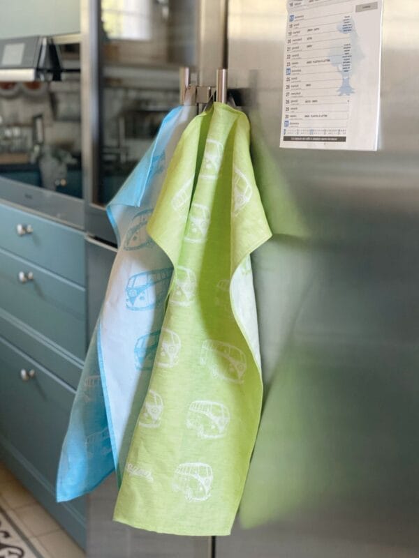 VW T1 Combi Torchon à vaisselle, 2 pièces - rouge/bleu - Plaisir d'offrir