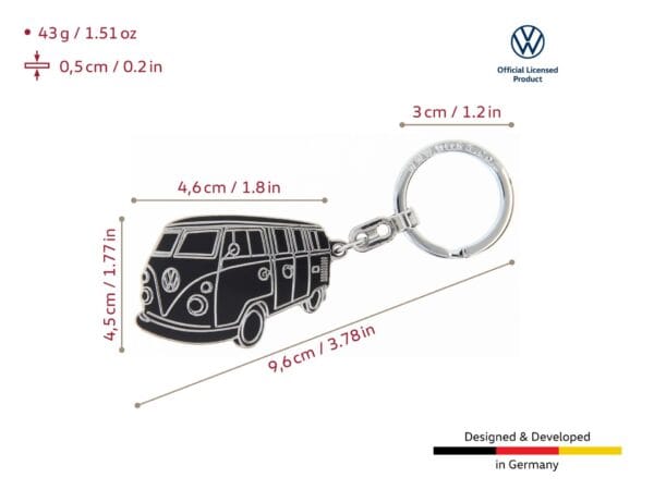 VOLKSWAGEN BUS VW T1 Combi Porte-clés, émail dur - Silhouette/Noir – Image 3