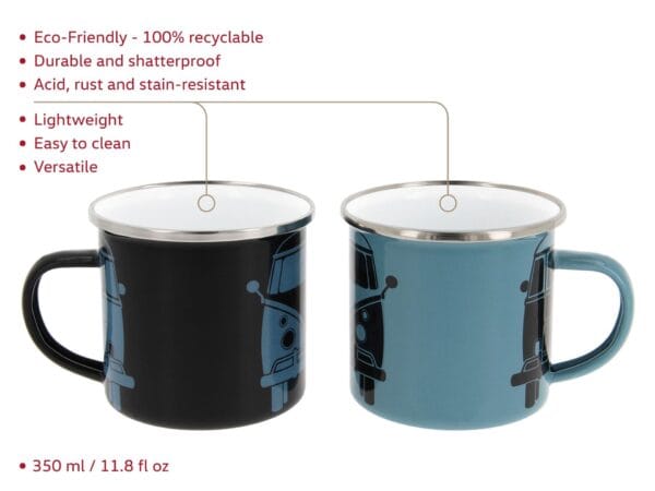 VOLKSWAGEN BUS VW T1 Combi Tasse émaillé, 2 pièces, 350ml - bleu/gris – Image 2