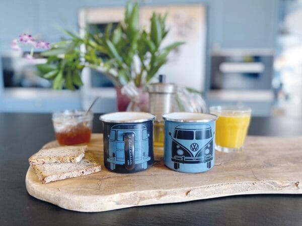 VOLKSWAGEN BUS VW T1 Combi Tasse émaillé, 2 pièces, 350ml - bleu/gris – Image 4