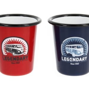 VOLKSWAGEN BUS VW T1 Combi Gobelet émaillé, 2 pièces, 310ml - rouge/bleu