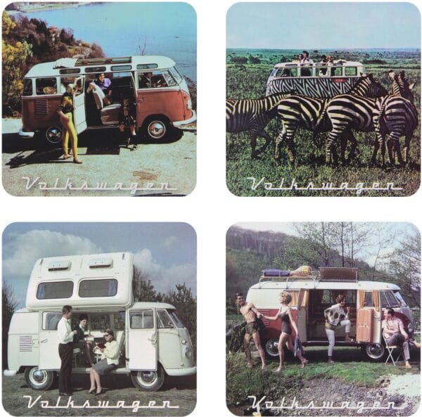 VW T1 BUS VW T1 Dessous de verre / Bouteille - 4 pièces - Modèle Vintage Unique – Image 7