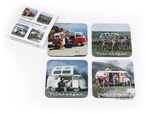 VW T1 BUS VW T1 Dessous de verre / Bouteille - 4 pièces - Modèle Vintage Unique – Image 10