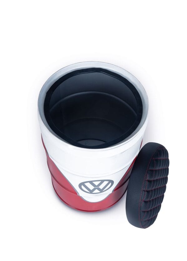 Tabouret Tonneau d’Huile VW T1 Bus Rouge – Siège Rétro avec Espace de Rangement – Image 3