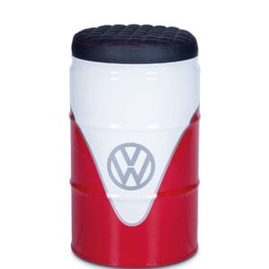 Tabouret Tonneau d’Huile VW T1 Bus Rouge – Siège Rétro avec Espace de Rangement