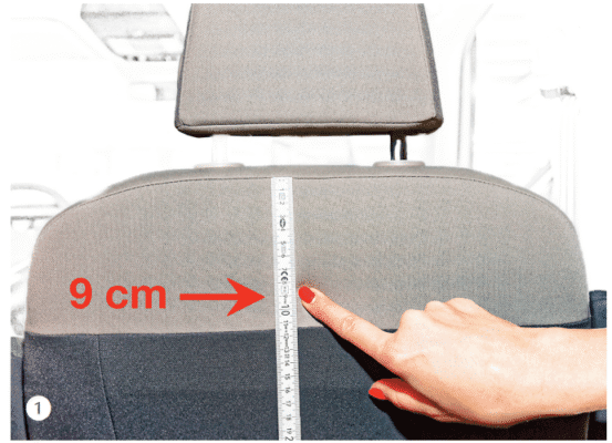 Point de déverrouillage appui-tête VW T7 à 9 cm sous couture