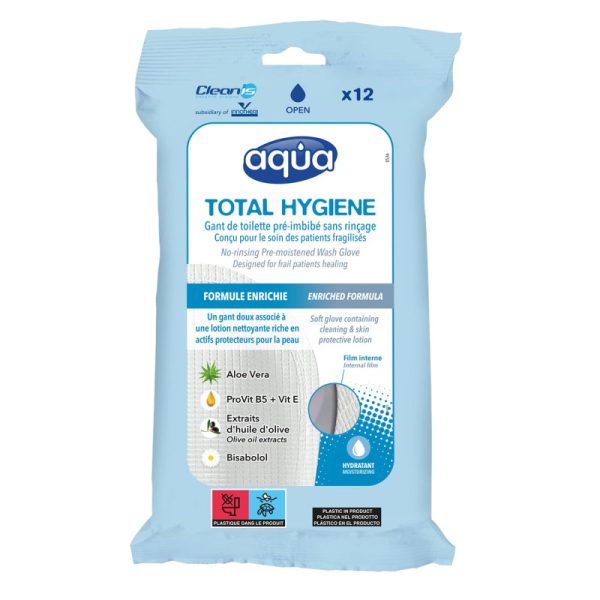 AQUA01 - Gants Aqua Total Hygiène Cleanis x12 - Toilette Sans Eau Vanlife & Camping