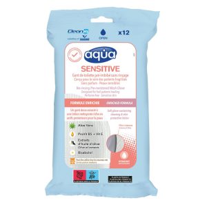 AQUA02 - Gants Aqua Sensitive Cleanis x12 - Toilette Sans Eau Peaux Sensibles Vanlife