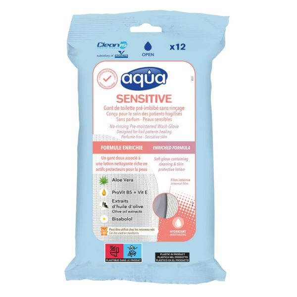 AQUA02 - Gants Aqua Sensitive Cleanis x12 - Toilette Sans Eau Peaux Sensibles Vanlife