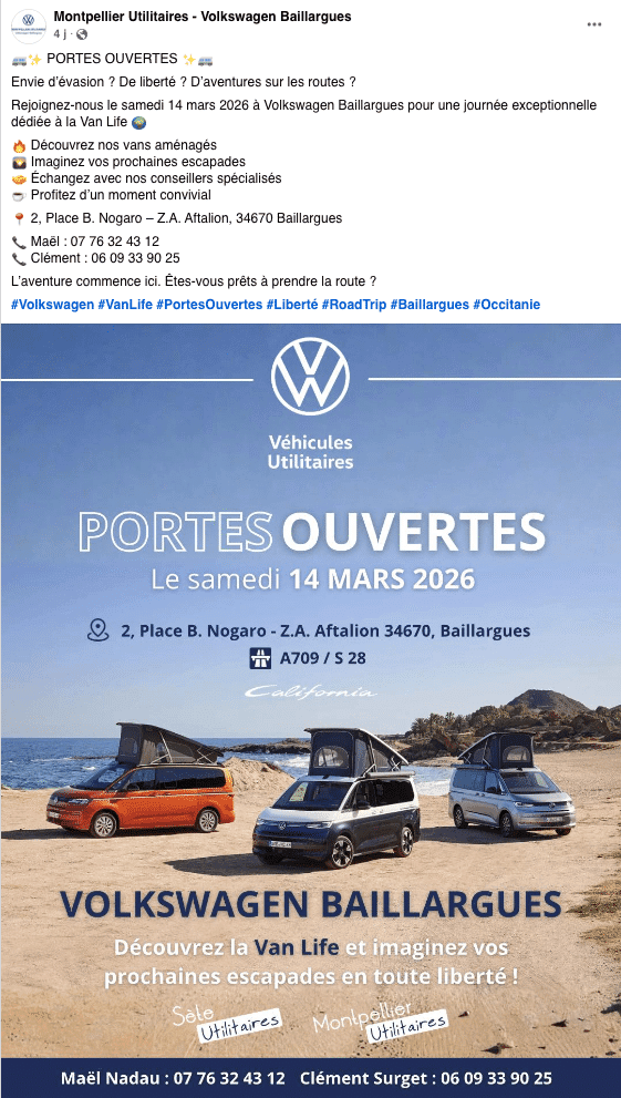 Portes ouvertes VW California Baillargues 14 mars 2026
