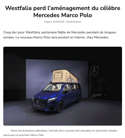 Article Westfalia perd Mercedes