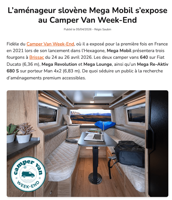 Mega Mobil — Camper Van Week-End Brissac 2026