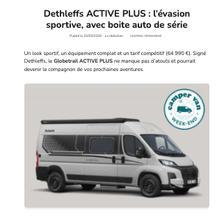 Dethleffs Active Plus — fourgon sportif boîte automatique de série 2026