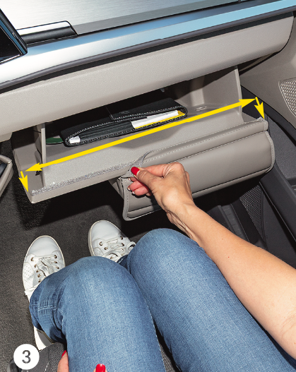 Bande auto-agrippante collée sur le bord intérieur du couvercle de la boîte à gants VW T7 pour TIALO Glovebox