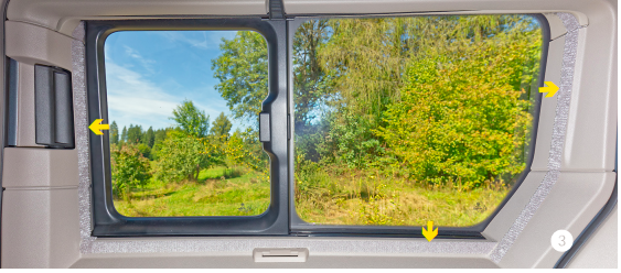 Pose bandes velcro côtés et face inférieure FLYOUT VW T7 California — étape 3