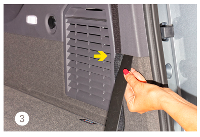 Insertion velcro sous garniture supérieure hayon FLYOUT BRANDRUP VW T7 California Ocean Coast — Fig. 3